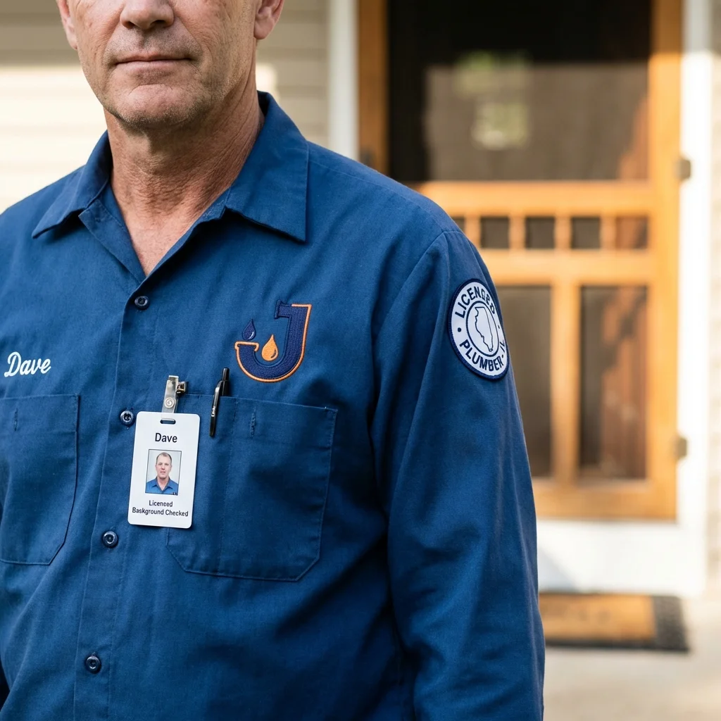 Licensed plumber showing ID badge in Coal City, WV