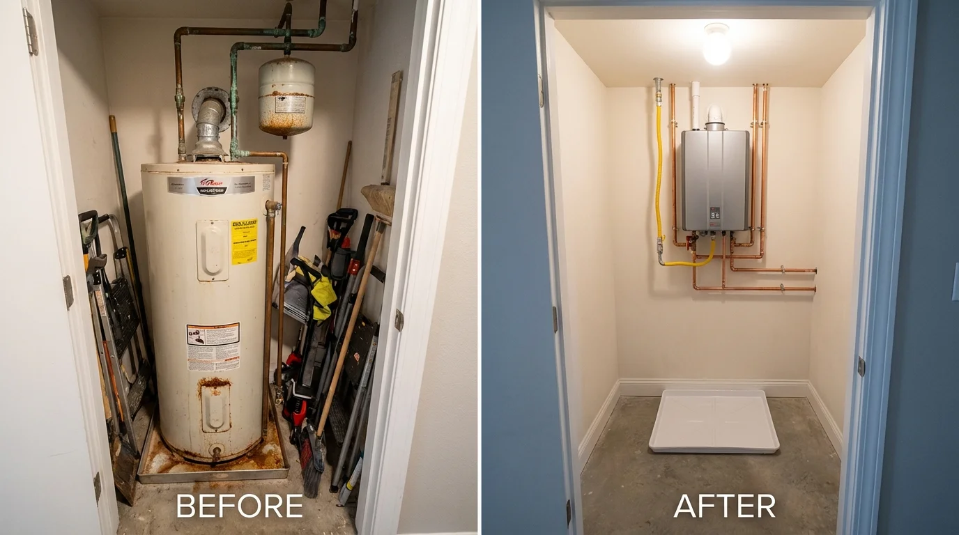Tank water heater versus wall-mounted tankless unit comparison for Coal City, WV homeowners